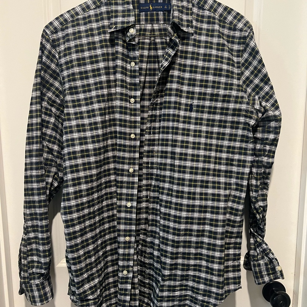 Ralph Lauren Men's Black and White Checkered Shirt